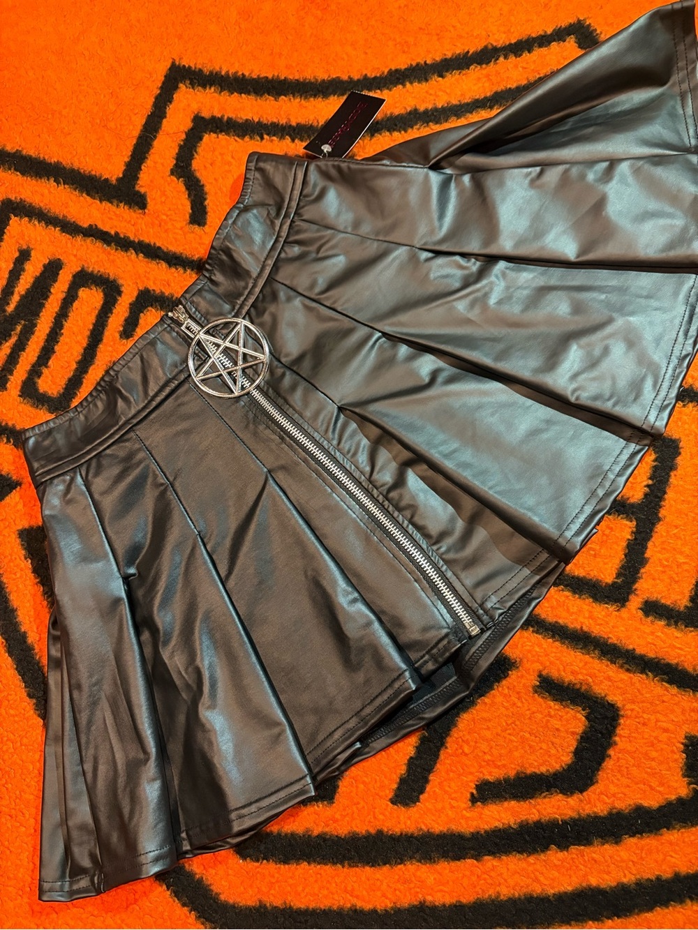 Y2K Alt Grunge Black Pleather Pleated Micro Skirt